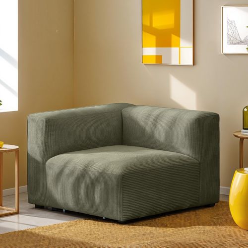 Module D'angle Réversible En Velours Côtelé Vert Kaki - Modulo