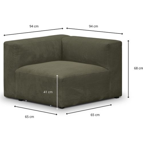 Module D'angle Réversible En Velours Côtelé Vert Kaki - Modulo