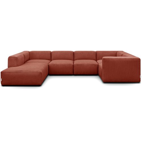 Canapé Modulable Panoramique 9 Places Ouvert à Gauche En Velours Côtelé Rouille - Modulo