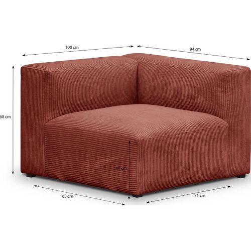 Canapé Modulable Panoramique 9 Places Ouvert à Gauche En Velours Côtelé Rouille - Modulo