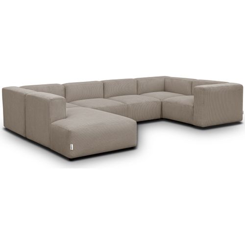 Canapé Modulable Panoramique 9 Places Ouvert à Gauche En Velours Côtelé Taupe - Modulo