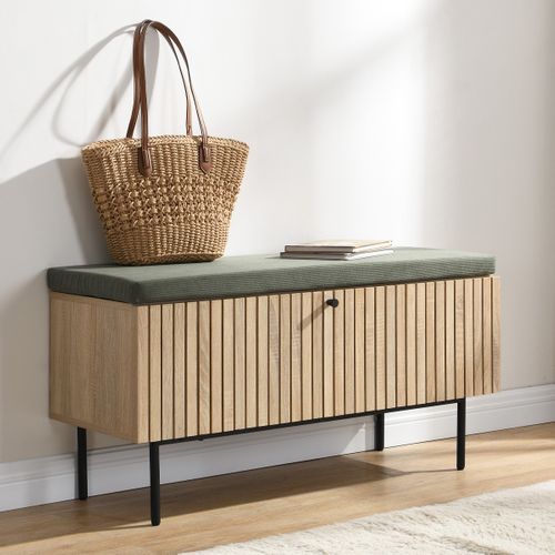 Banc D'entrée Avec Rangement Pour Chaussures Couleur Chêne 100 Cm - Solna