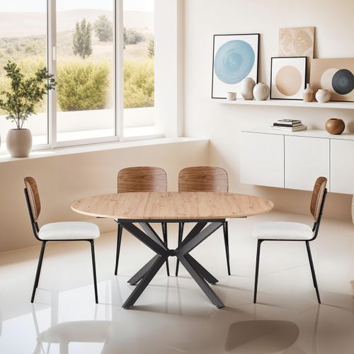 Table à Manger Extensible Effet Bois 4/6 Personnes 100/140 Cm - Marius