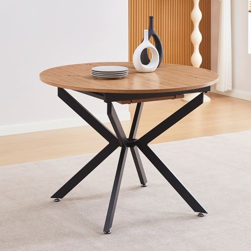 Table à Manger Extensible Effet Bois 4/6 Personnes 100/140 Cm - Marius