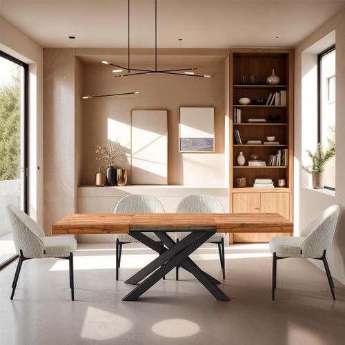 Table à Manger Extensible Décor Bois 4/8 Personnes 140/220 Cm - Elena