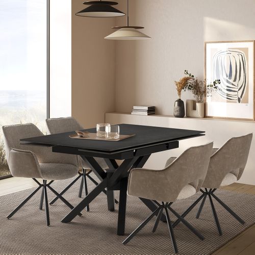 Table à Manger Extensible Carrée En Céramique Anthracite 150 Cm - Zora