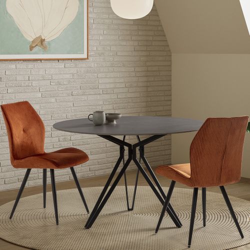 Table à Manger Ronde En Céramique Effet Ardoise 4 Pers. 120 Cm - Cuma