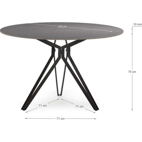 Table à Manger Ronde En Céramique Effet Ardoise 4 Pers. 120 Cm - Cuma