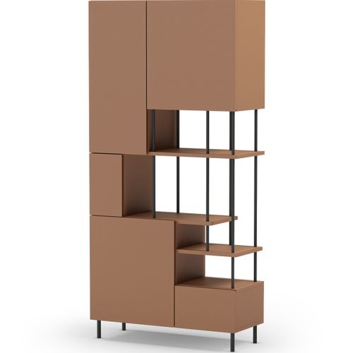 Bibliothèque 5 Portes Terracotta H175 Cm - Lise