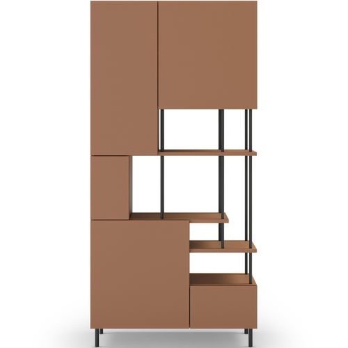Bibliothèque 5 Portes Terracotta H175 Cm - Lise
