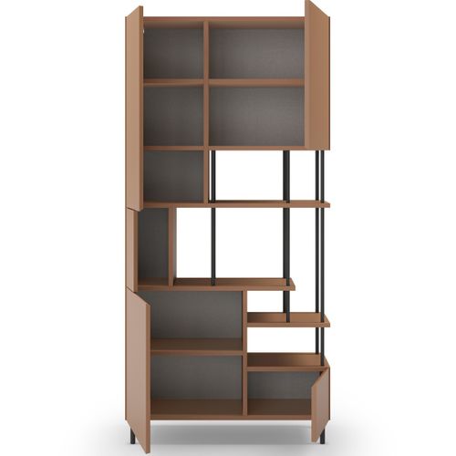 Bibliothèque 5 Portes Terracotta H175 Cm - Lise