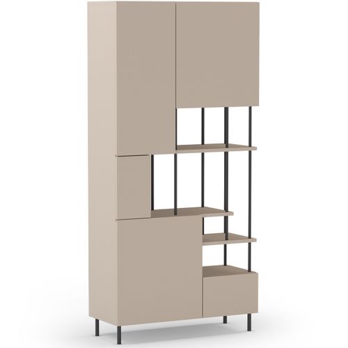 Bibliothèque 6 Niveaux 5 Portes Beige 84 Cm - Lise