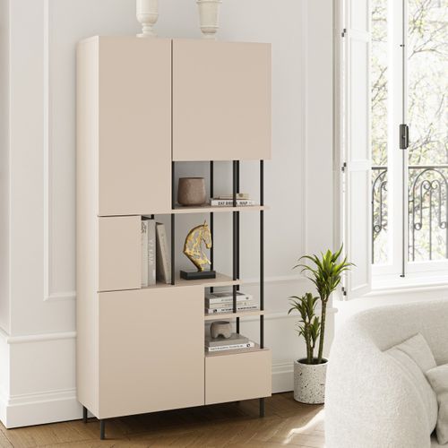 Bibliothèque 6 Niveaux 5 Portes Beige 84 Cm - Lise
