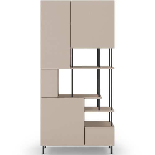 Bibliothèque 6 Niveaux 5 Portes Beige 84 Cm - Lise