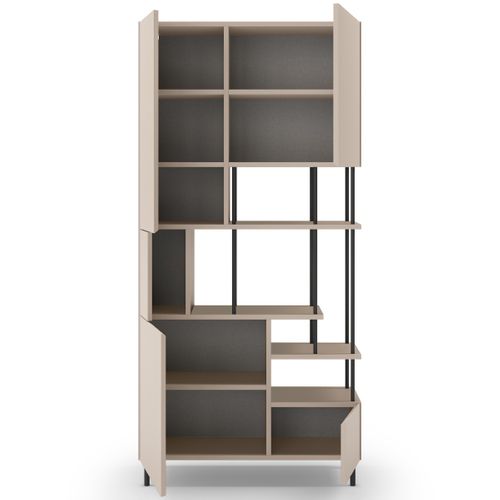 Bibliothèque 6 Niveaux 5 Portes Beige 84 Cm - Lise