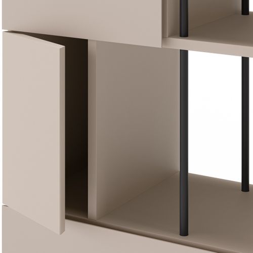 Bibliothèque 6 Niveaux 5 Portes Beige 84 Cm - Lise