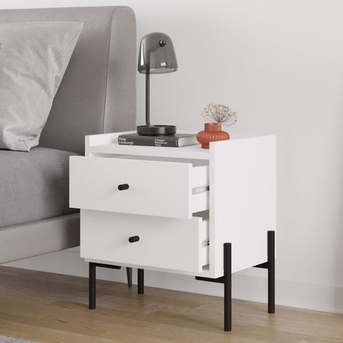 Table De Chevet 2 Tiroirs Blanche - Doria