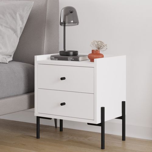 Table De Chevet 2 Tiroirs Blanche - Doria