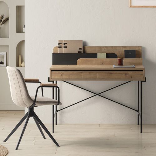 Bureau 1 Tiroir Effet Chêne 113 Cm Rosaly