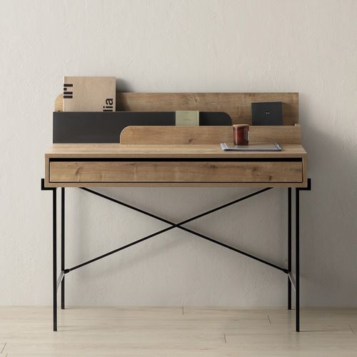 Bureau 1 Tiroir Effet Chêne 113 Cm Rosaly