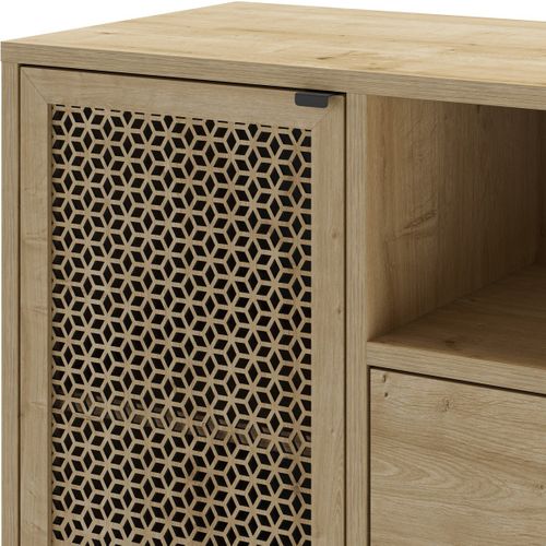 Buffet 1 Porte Et 4 Tiroirs Effet Chêne 84 Cm - Corto
