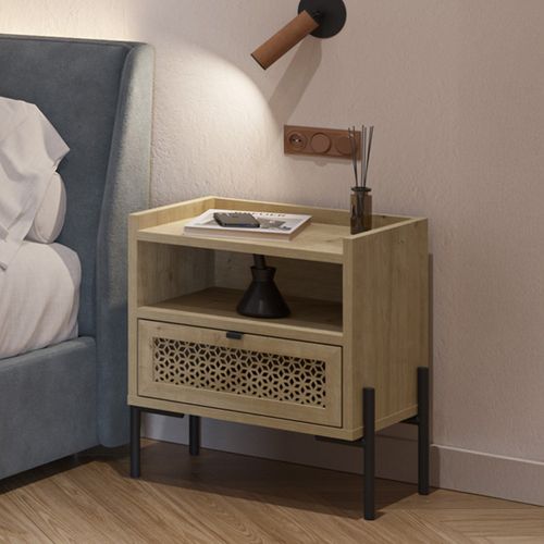 Table De Chevet 1 Tiroir Effet Chêne - Corto