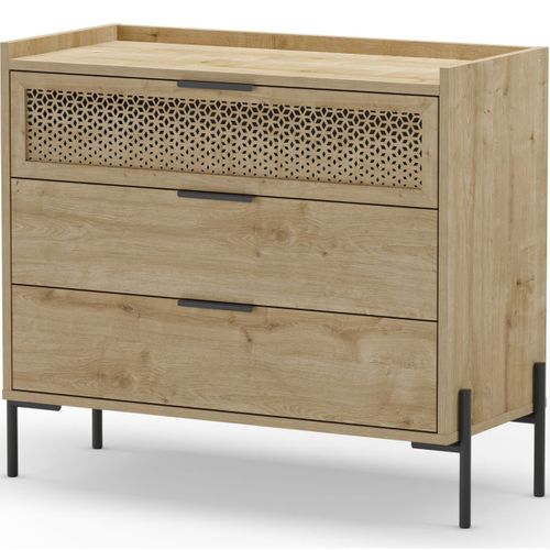 Commode 3 Tiroirs Effet Chêne 90 Cm - Corto