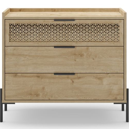 Commode 3 Tiroirs Effet Chêne 90 Cm - Corto