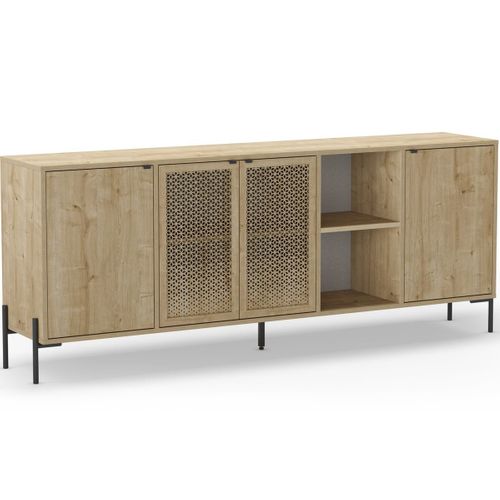 Buffet 4 Portes Effet Chêne 200 Cm - Corto