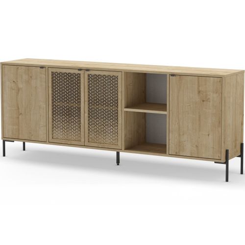 Buffet 4 Portes Effet Chêne 200 Cm - Corto
