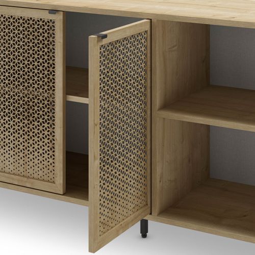 Buffet 4 Portes Effet Chêne 200 Cm - Corto