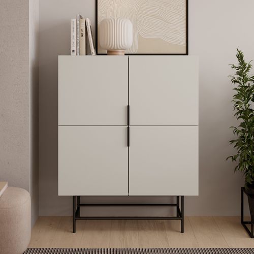 Buffet 4 Portes Beige 100 Cm - Clea