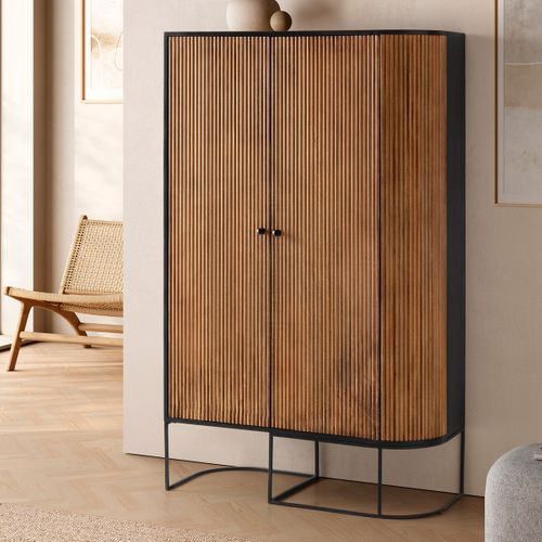 Buffet Haut 2 Portes En Bois De Manguier 100 Cm- Cyrus