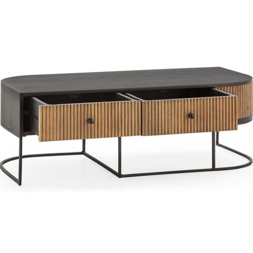 Meuble TV 2 Tiroirs En Bois De Manguier 120 Cm - Cyrus