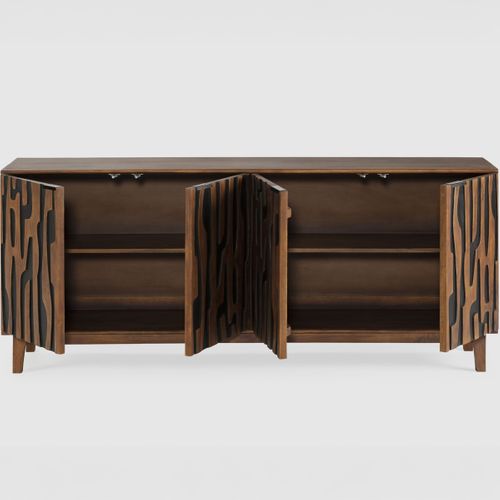 Buffet 4 Portes En Bois De Manguier Sculpté 190 Cm - Vesper