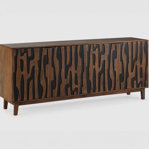 Buffet 4 Portes En Bois De Manguier Sculpté 190 Cm - Vesper