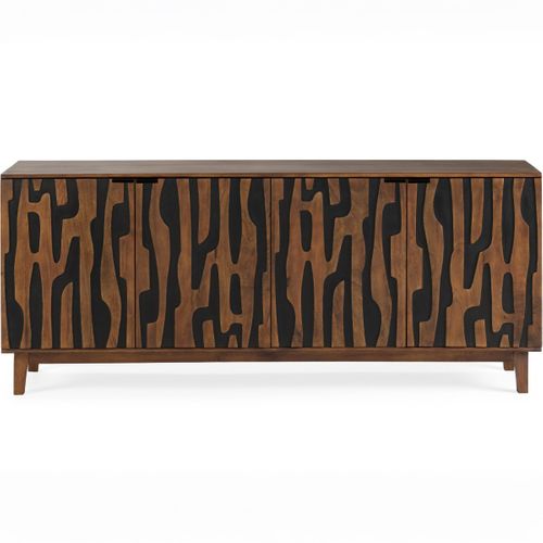 Buffet 4 Portes En Bois De Manguier Sculpté 190 Cm - Vesper