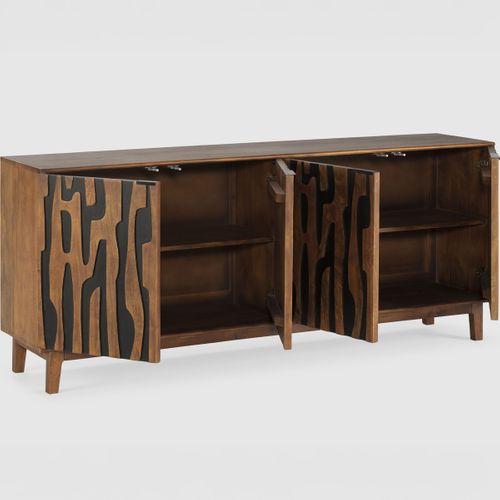 Buffet 4 Portes En Bois De Manguier Sculpté 190 Cm - Vesper