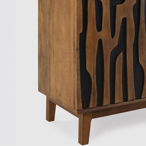 Buffet 4 Portes En Bois De Manguier Sculpté 190 Cm - Vesper