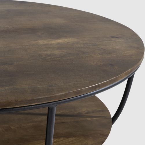 Table Basse Ronde En Bois De Manguier Et Métal 90cm - Pandora