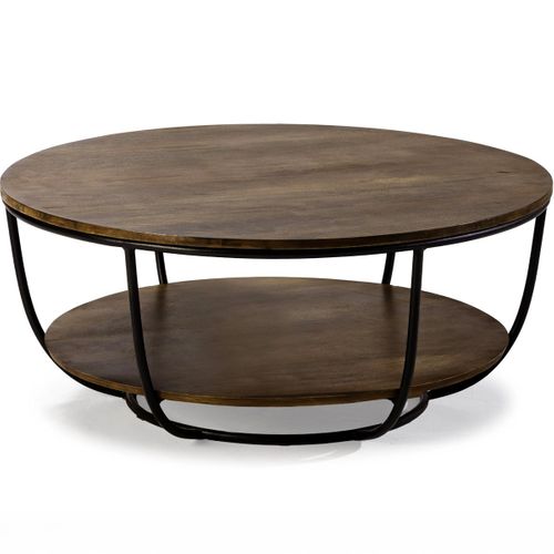 Table Basse Ronde En Bois De Manguier Et Métal 90cm - Pandora