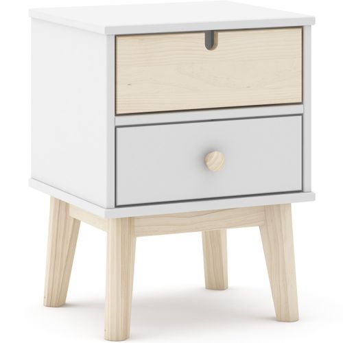 Table De Chevet Enfant 2 Tiroirs En Bois Blanc - Lucy