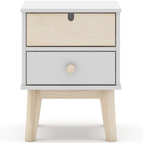 Table De Chevet Enfant 2 Tiroirs En Bois Blanc - Lucy