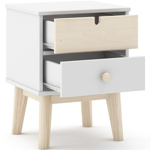 Table De Chevet Enfant 2 Tiroirs En Bois Blanc - Lucy