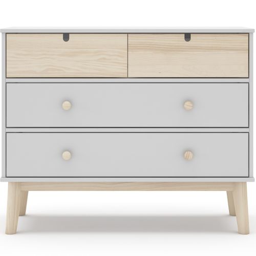 Commode Enfant 4 Tiroirs En Bois Blanc 100 Cm - Lucy