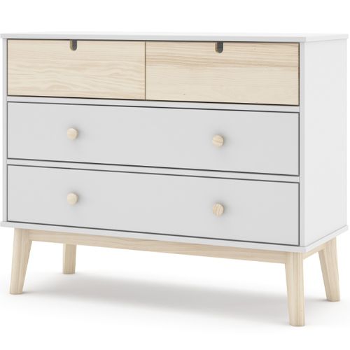Commode Enfant 4 Tiroirs En Bois Blanc 100 Cm - Lucy