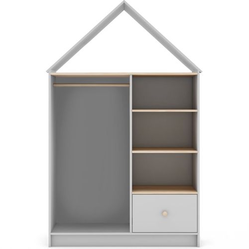 Penderie Cabane Enfant 1 Tiroir En Bois Blanc 110 Cm - Lucy