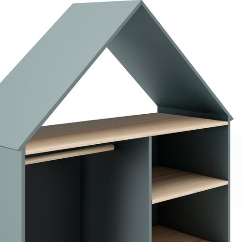 Penderie Cabane Enfant 1 Tiroir En Bois Vert Kaki 110 Cm - Lucy