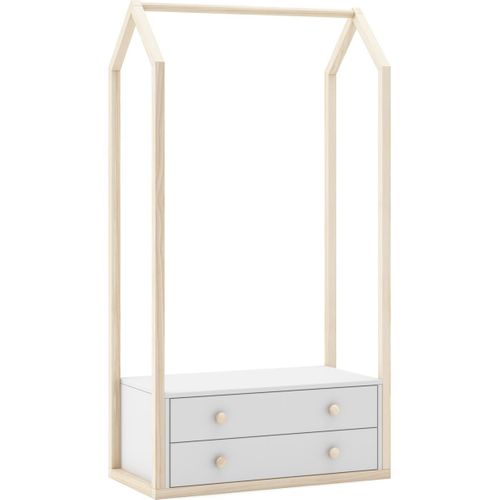 Penderie Cabane Enfant 2 Tiroirs En Bois Blanc 80 Cm - Elise