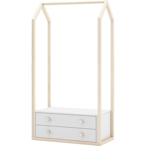 Penderie Cabane Enfant 2 Tiroirs En Bois Blanc 80 Cm - Elise